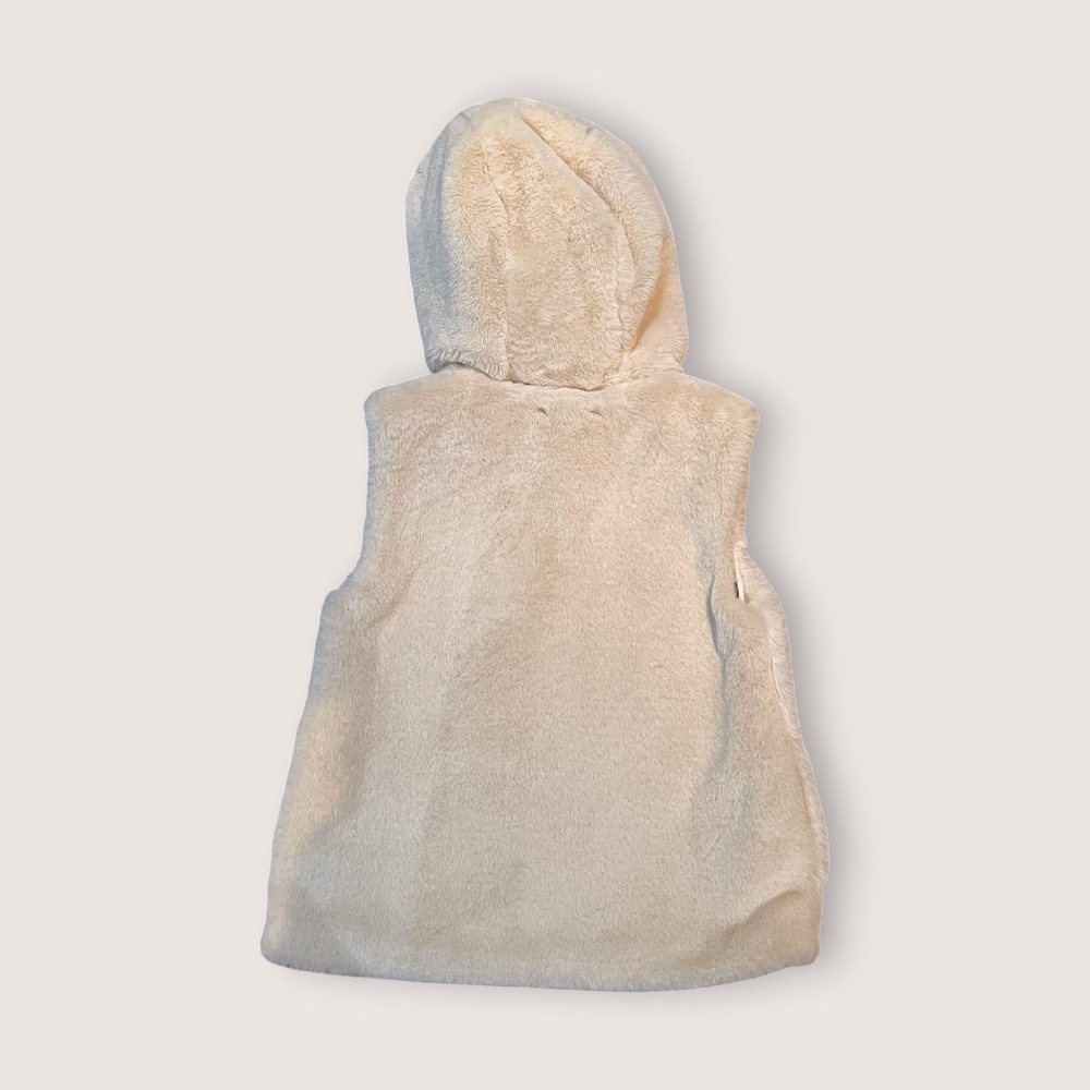 H&M Girls Faux Fur Hooded Gilet Vest  Size 4-6 - Picture 2 of 6